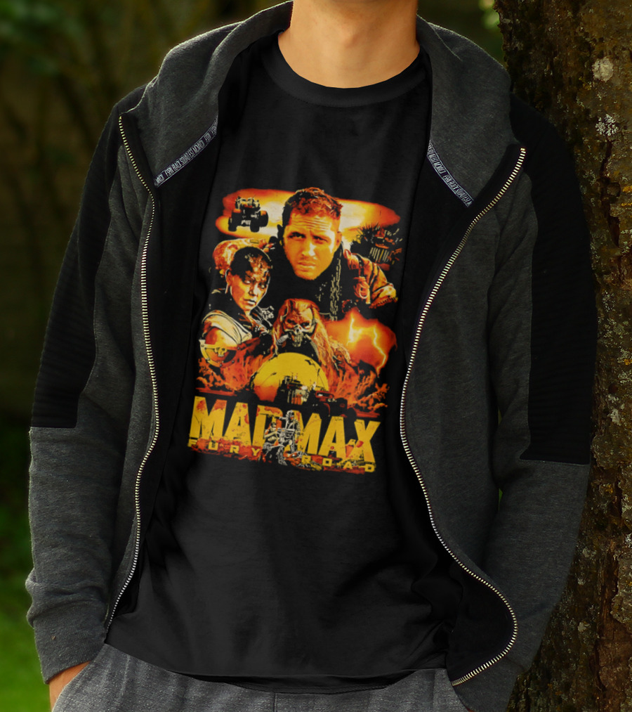 Mad Max Fury Road Characters Illustrated In Bold Orange Tones T-Shirt