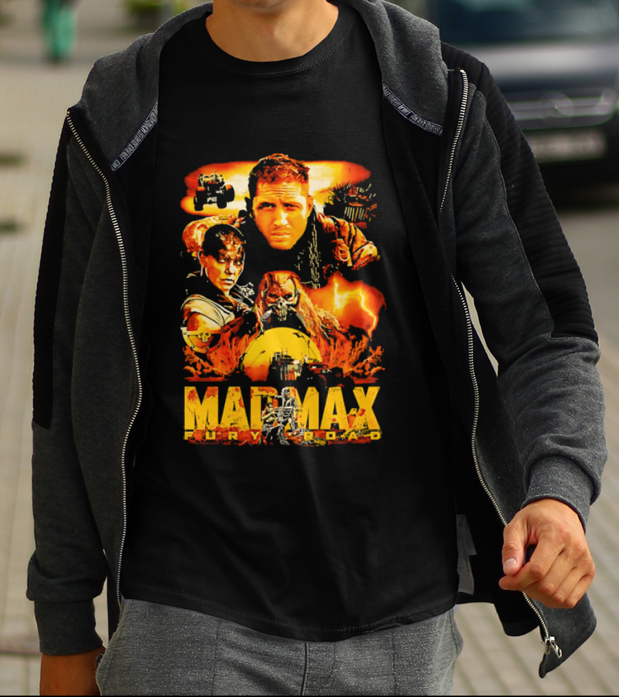 Mad Max Fury Road Characters Illustrated In Bold Orange Tones T-Shirt