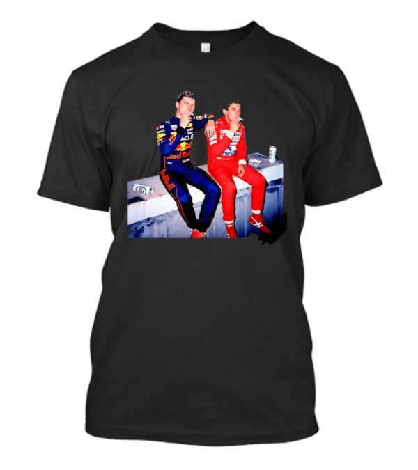 Max Verstappen Red Bull Racing And Ayrton Senna Honda Marlboro F1 Legends Smoking Together T-Shirt