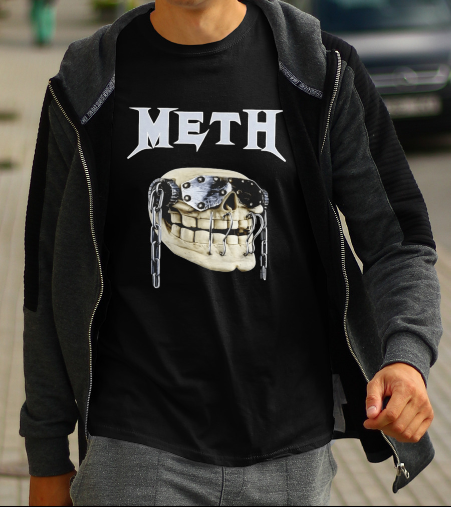 Meth Skull Metal Goggles Chains T-Shirt