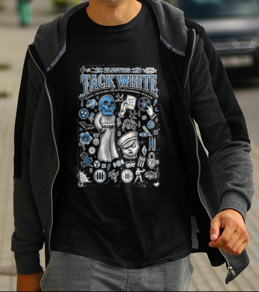 Electric Jack White Chicago July 24 2026 Salt Shed Chicago With Plaketa T-Shirt