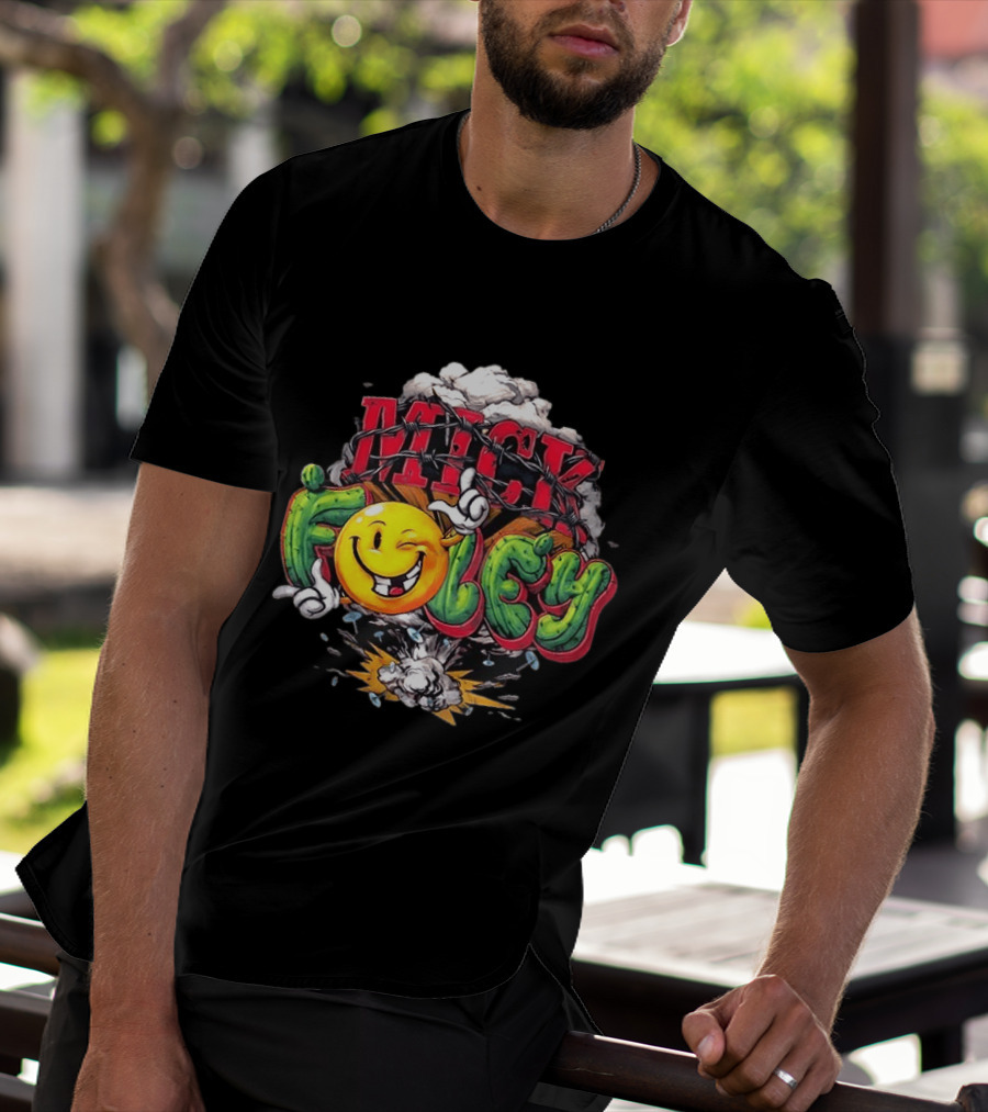 Mick Foley Smiley Explosion Barbed Wire T-Shirt