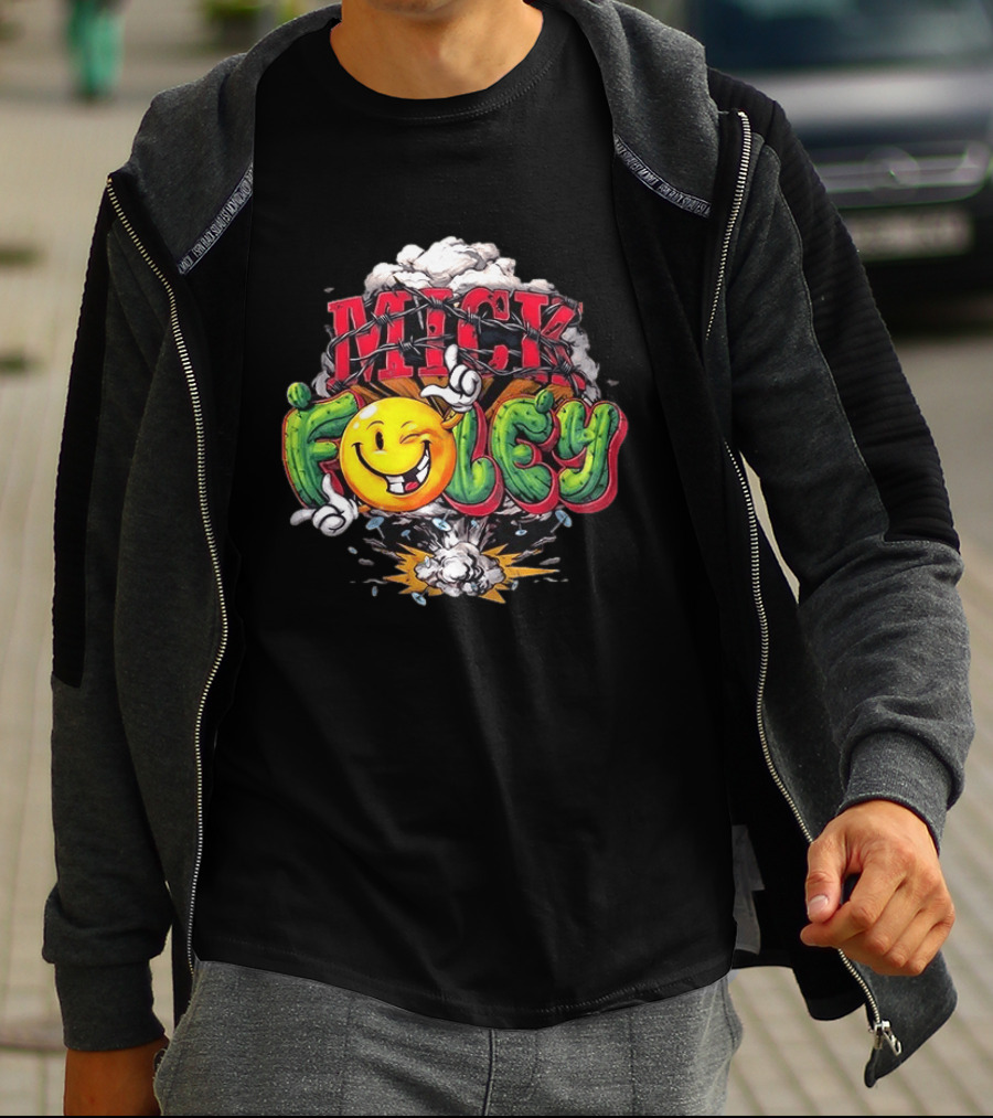 Mick Foley Smiley Explosion Barbed Wire T-Shirt