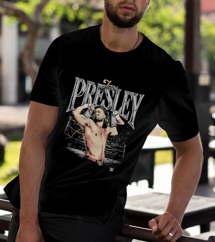 Jax Presley Flexing Muscles WWE Presley Backdrop T-Shirt