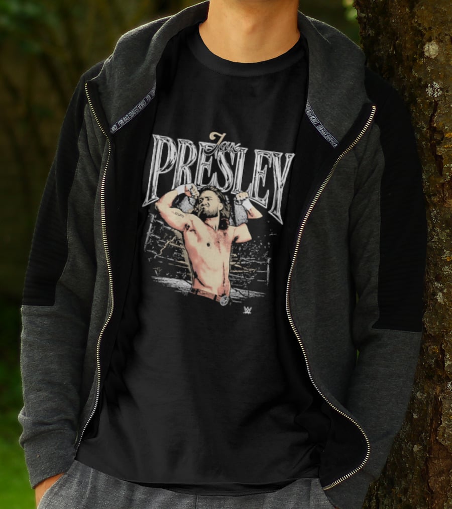 Jax Presley Flexing Muscles WWE Presley Backdrop T-Shirt