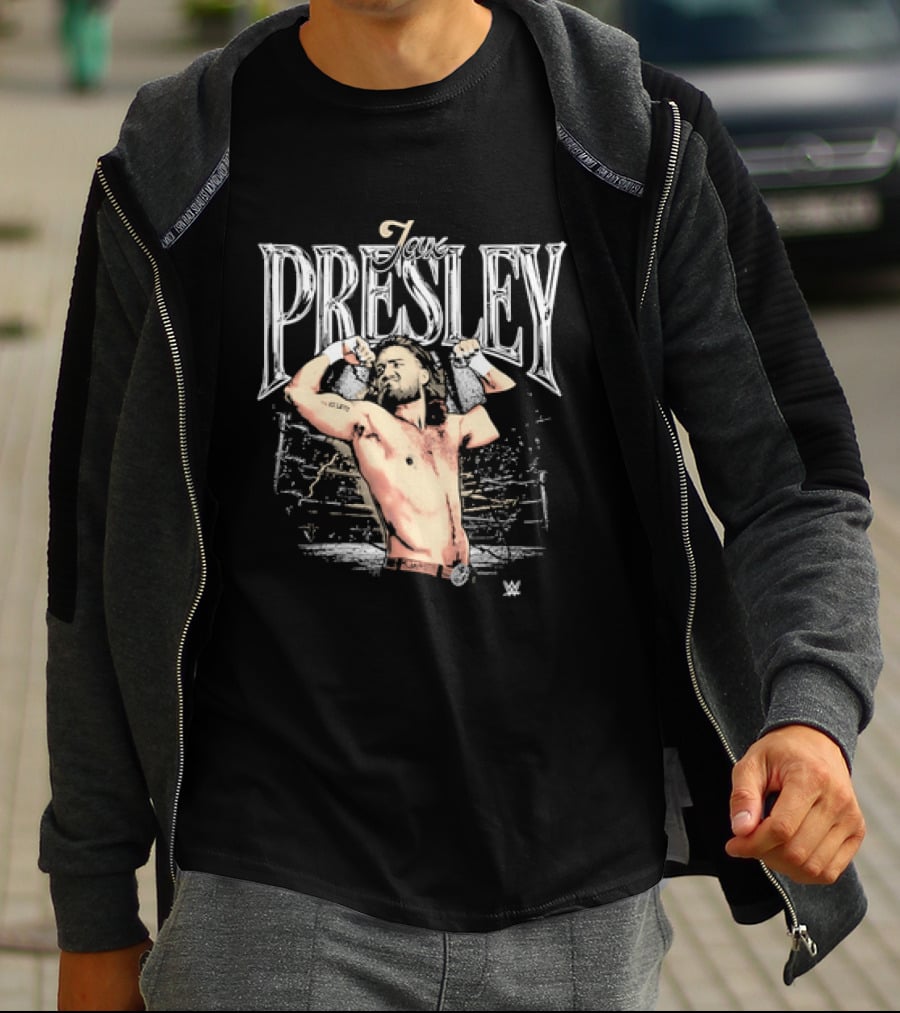 Jax Presley Flexing Muscles WWE Presley Backdrop T-Shirt