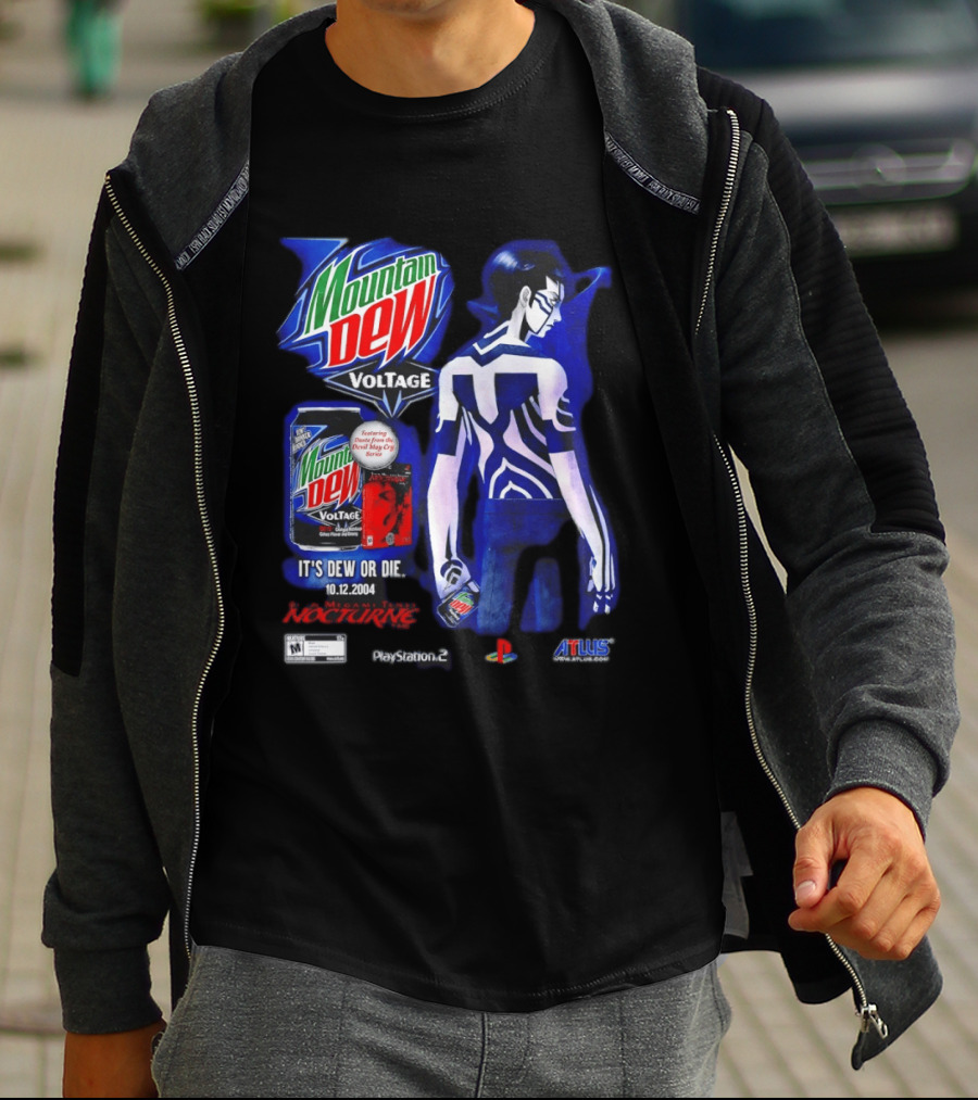 Mountain Dew Voltage Nocturne Devil May Cry Featuring Dante It's Dew Or Die 10.12.2004 PlayStation 2 Atlus T-Shirt