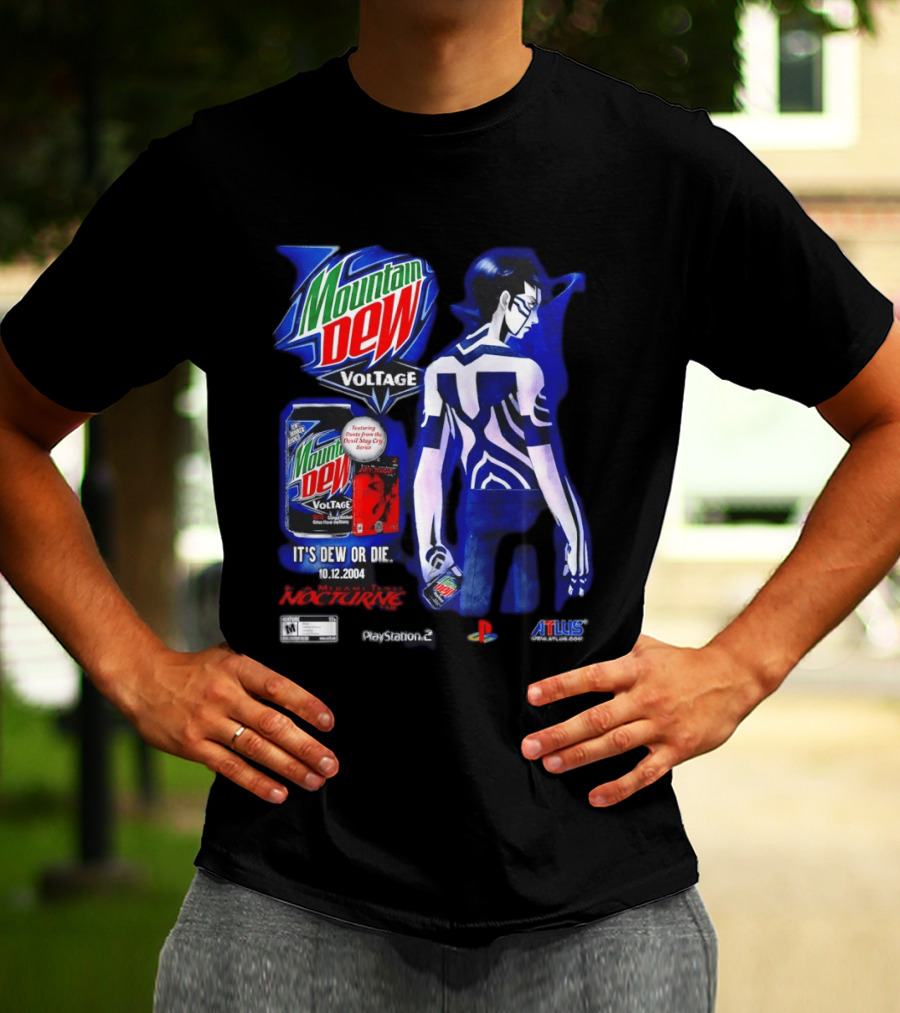 Mountain Dew Voltage Nocturne Devil May Cry Featuring Dante It's Dew Or Die 10.12.2004 PlayStation 2 Atlus T-Shirt