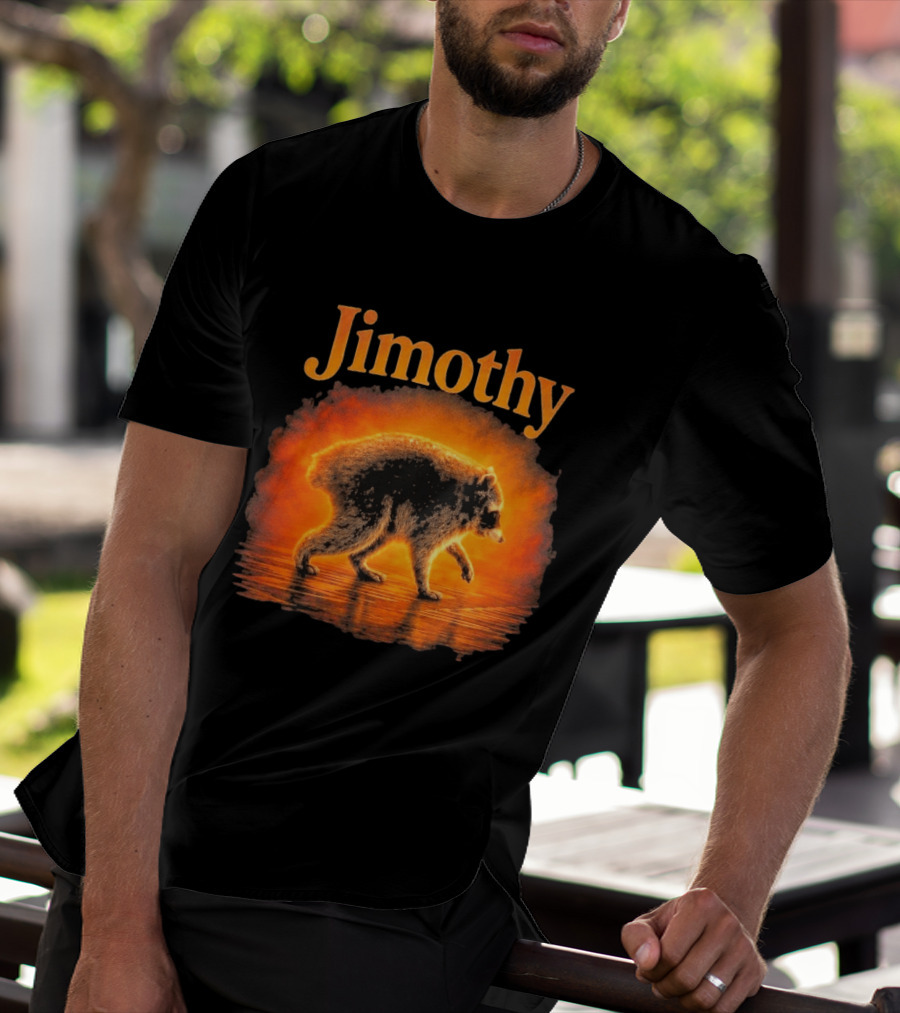 Jimothy Raccoon Silhouette Glowing Sunset Nature Scene T-Shirt