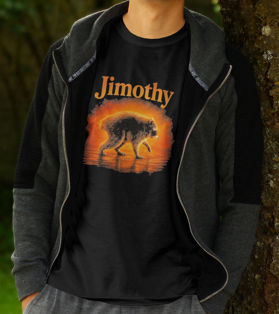 Jimothy Raccoon Silhouette Glowing Sunset Nature Scene T-Shirt