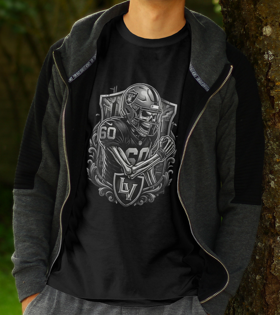 Las Vegas Raiders Skeleton Football Spirit Runs In My Blood T-Shirt