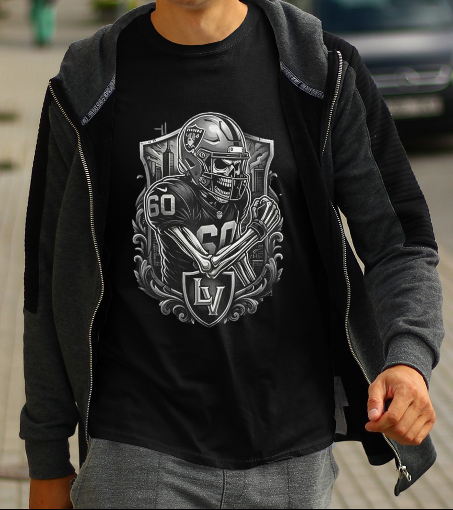Las Vegas Raiders Skeleton Football Spirit Runs In My Blood T-Shirt