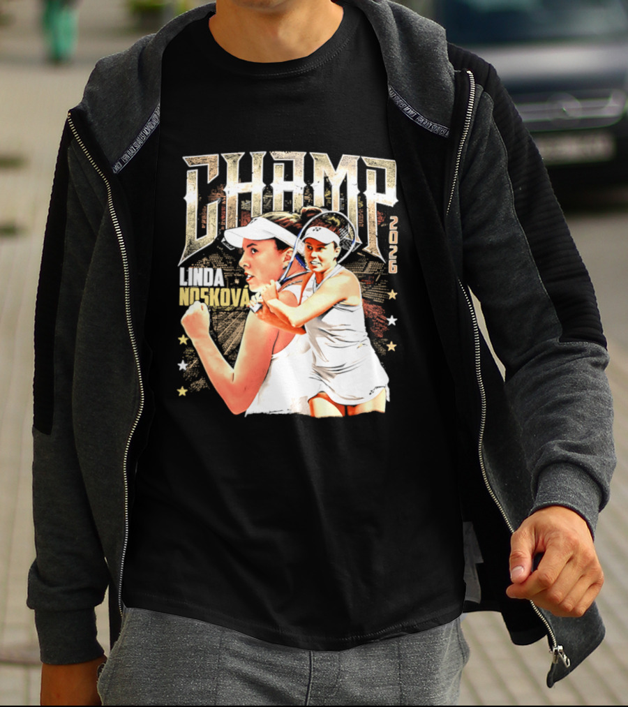 Linda Noskova Wimbledon 2026 Champ Bold Tennis Celebration T-Shirt
