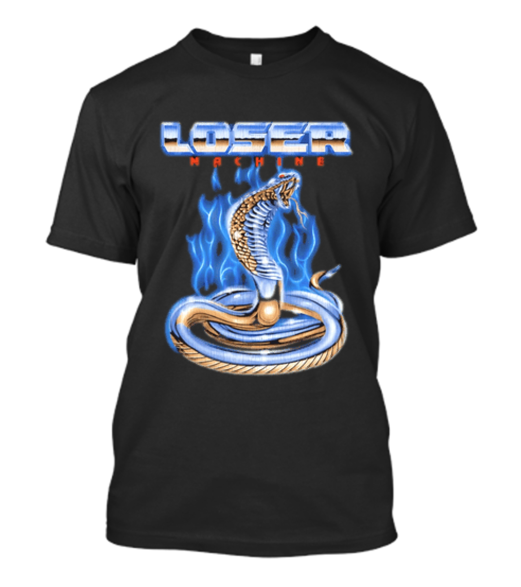 Loser Machine Cobra Flaming Blue Serpent Roaring Snake T-Shirt