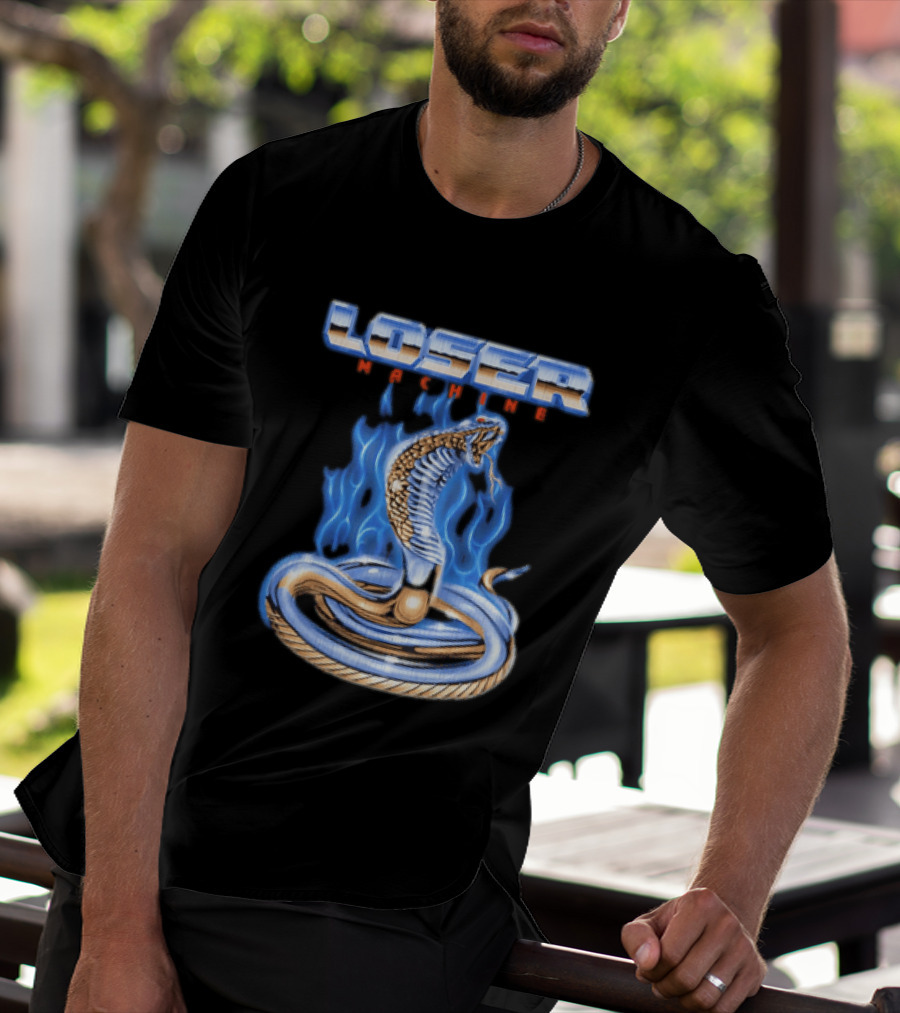 Loser Machine Cobra Flaming Blue Serpent Roaring Snake T-Shirt
