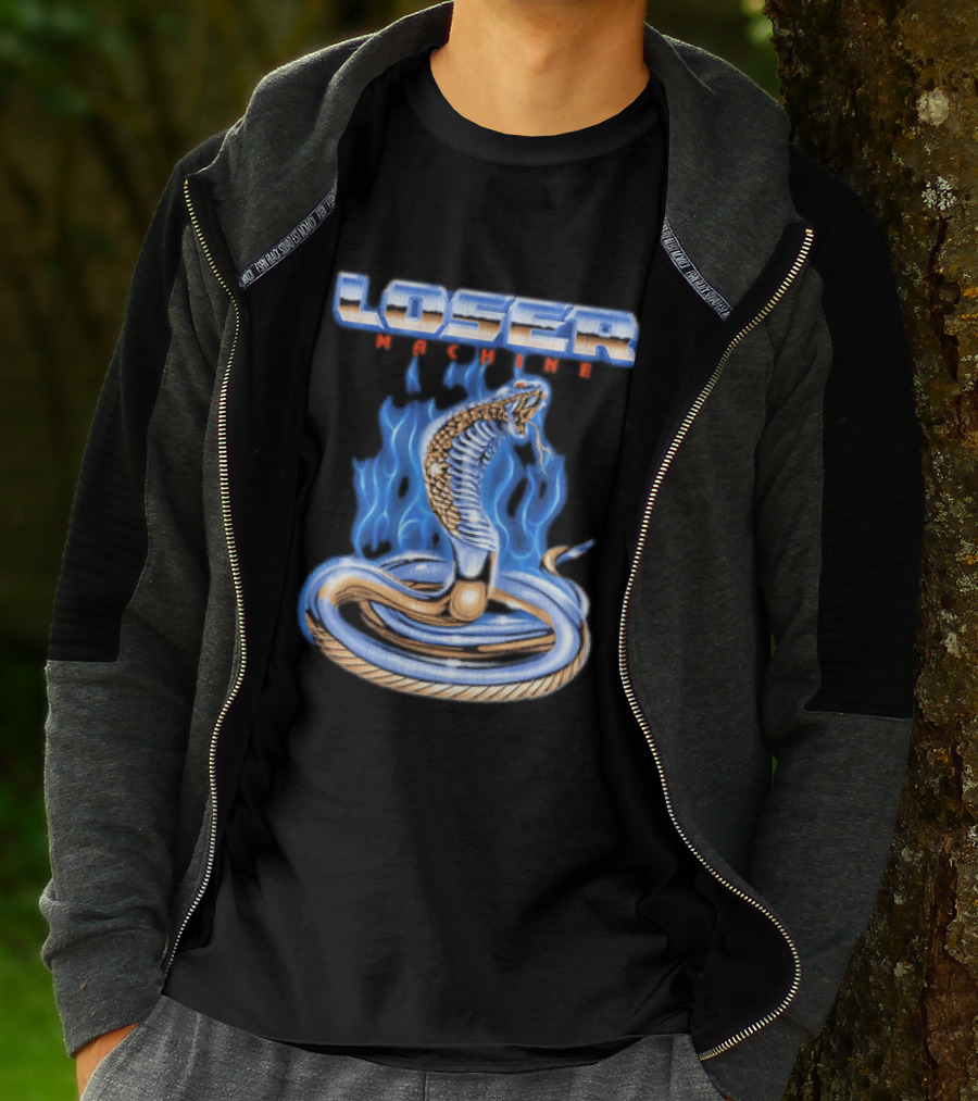 Loser Machine Cobra Flaming Blue Serpent Roaring Snake T-Shirt