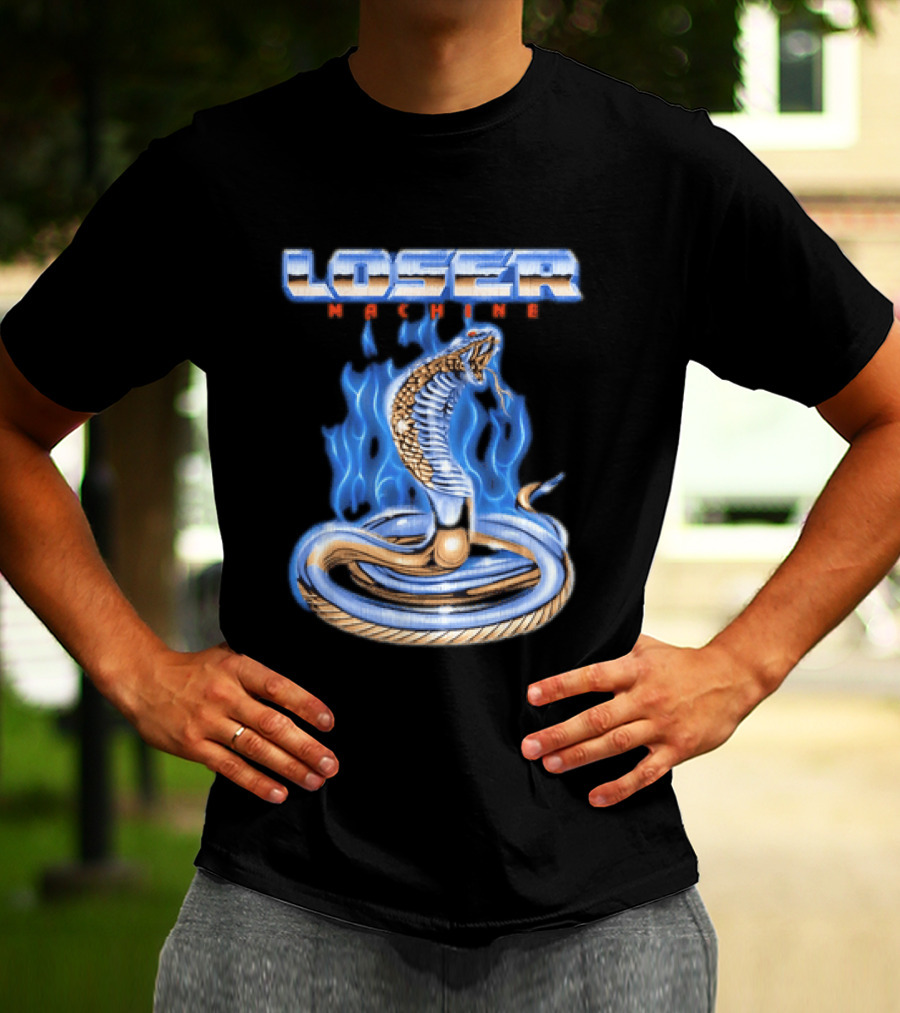 Loser Machine Cobra Flaming Blue Serpent Roaring Snake T-Shirt