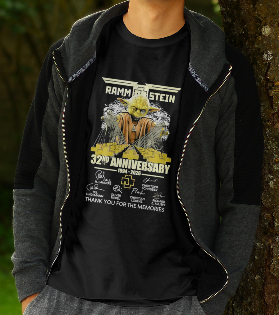 Rammstein 32Nd Anniversary 1994 2026 Thank You For The Memories Yoda Edition T-Shirt