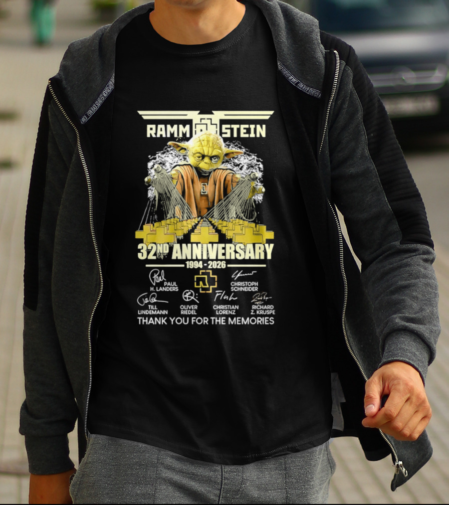 Rammstein 32Nd Anniversary 1994 2026 Thank You For The Memories Yoda Edition T-Shirt