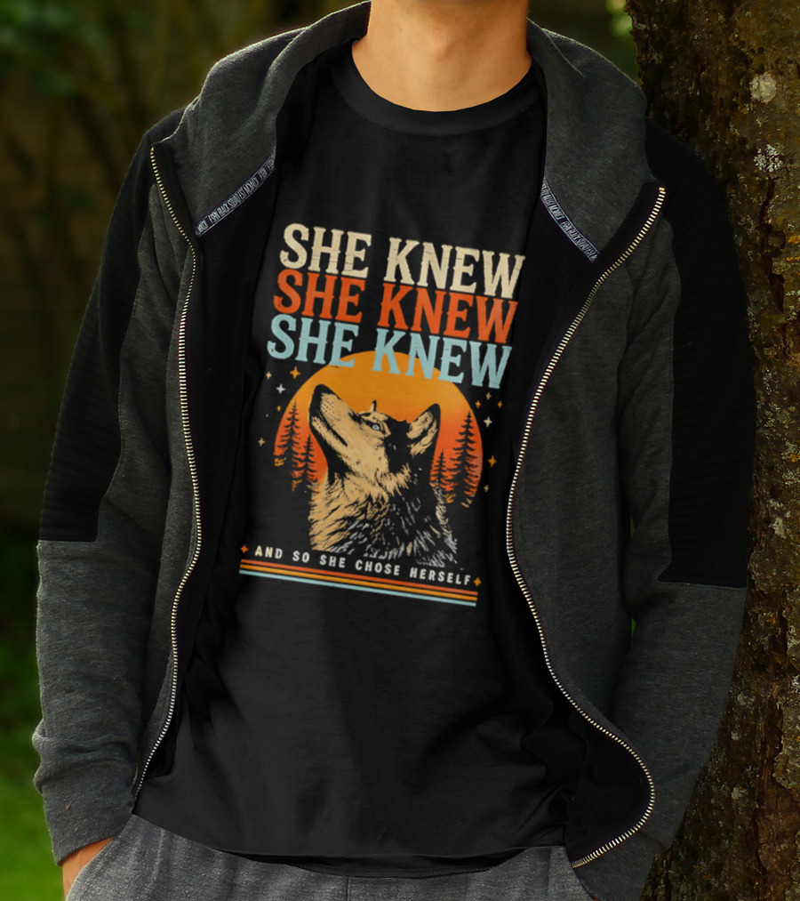 She Knew She Knew She Knew And So She Chose Herself Wolf Moon Forest T-Shirt