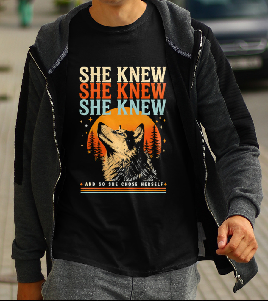 She Knew She Knew She Knew And So She Chose Herself Wolf Moon Forest T-Shirt