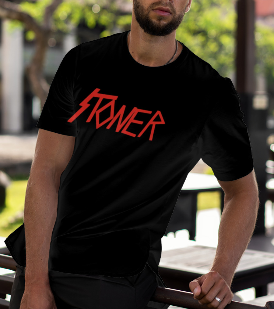 Stoner Heavy Metal Red Lightning Bolt T-Shirt