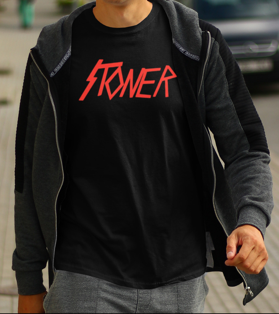 Stoner Heavy Metal Red Lightning Bolt T-Shirt