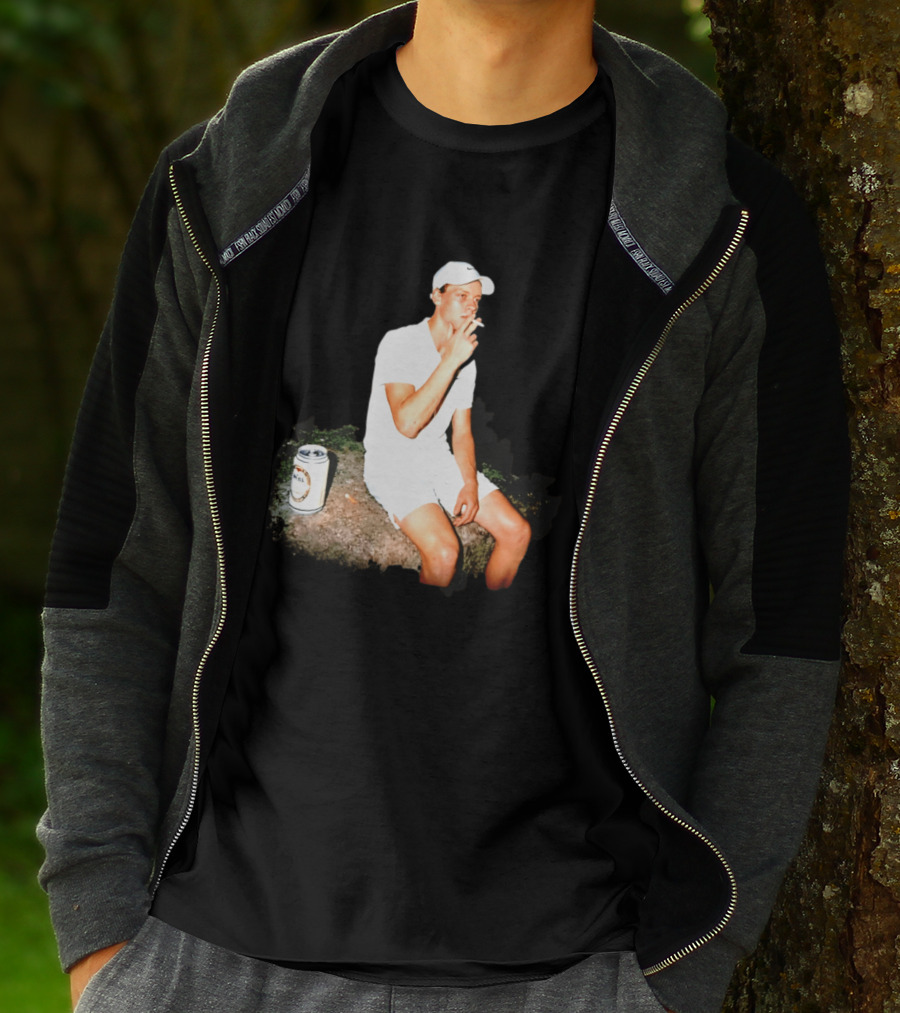 Wimbledon 2026 Men's Singles Italy Jannik Sinner Smoking With Beer T-Shirt