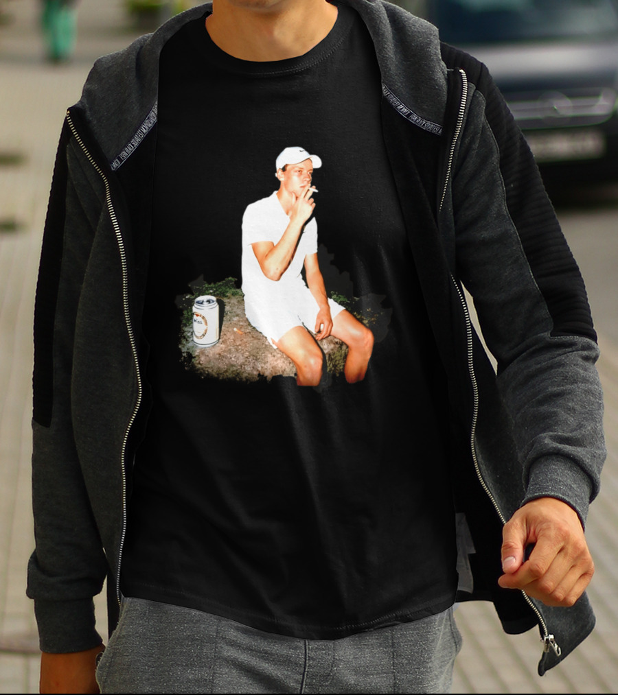 Wimbledon 2026 Men's Singles Italy Jannik Sinner Smoking With Beer T-Shirt