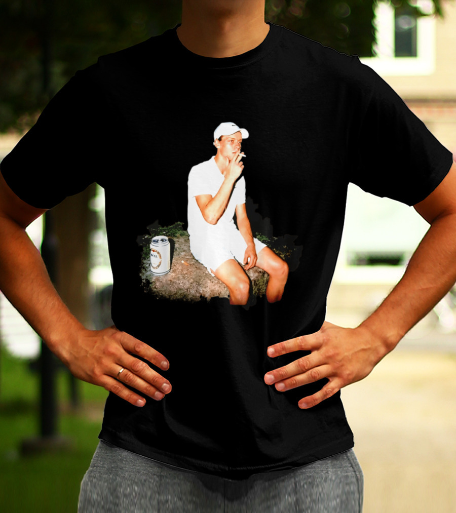 Wimbledon 2026 Men's Singles Italy Jannik Sinner Smoking With Beer T-Shirt