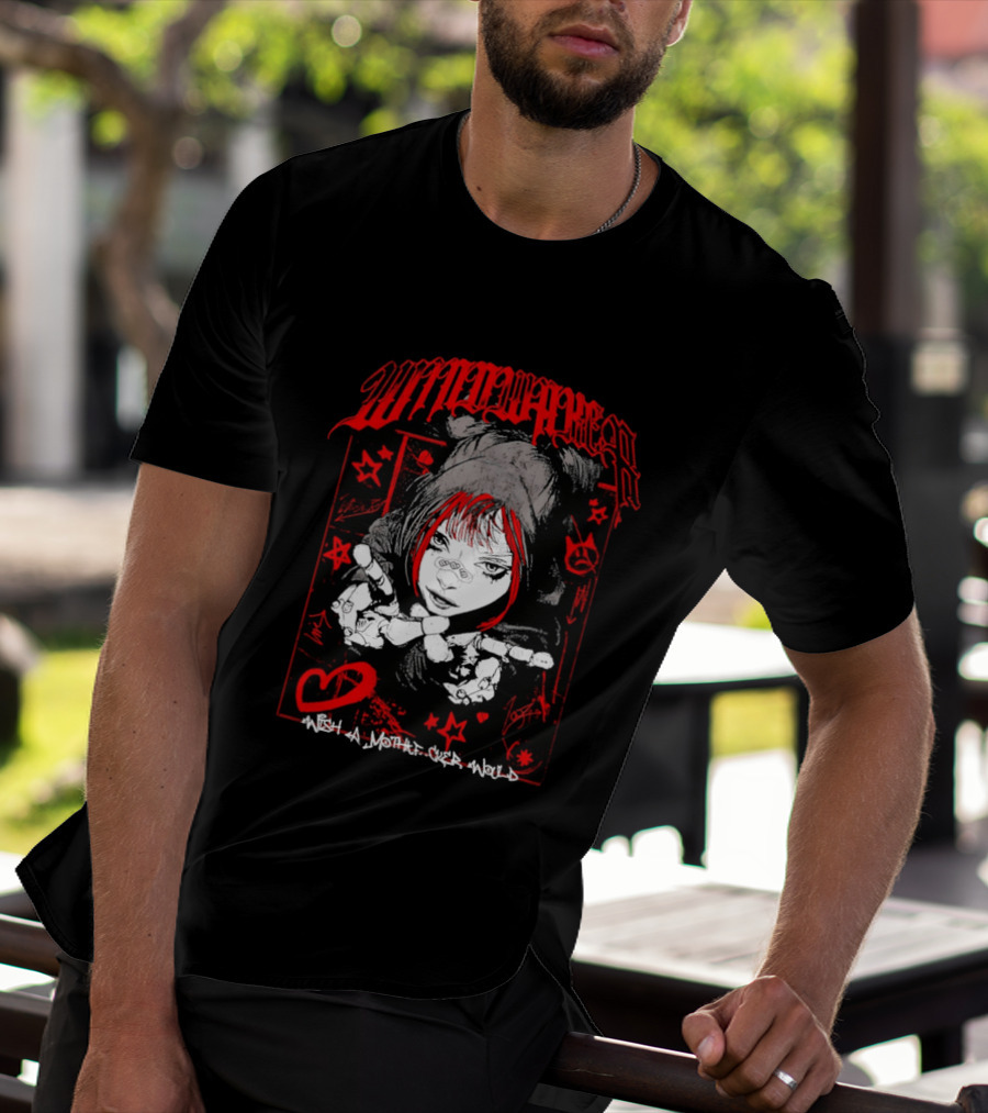 Windwaker Wish A Mfer Would Red And Black Graphic With Stars And Peace T-Shirt