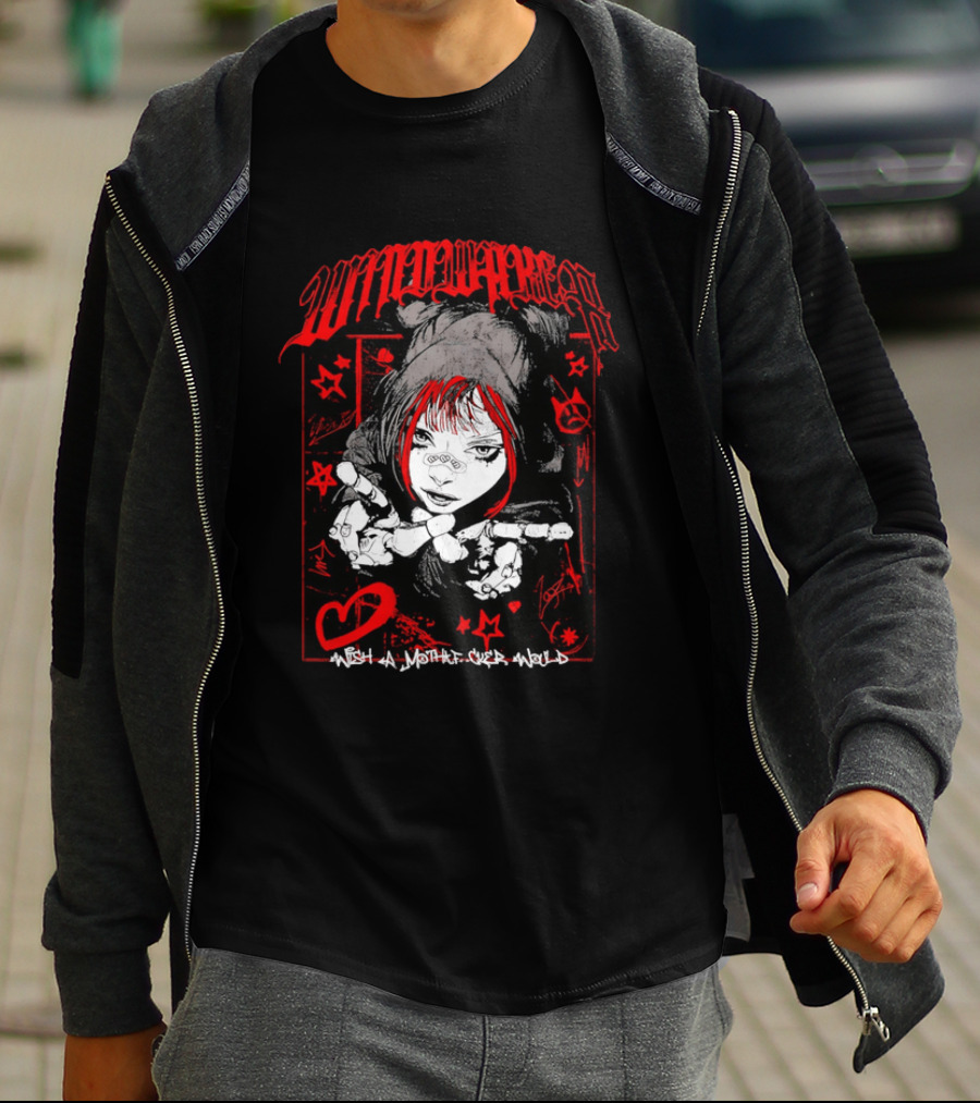 Windwaker Wish A Mfer Would Red And Black Graphic With Stars And Peace T-Shirt