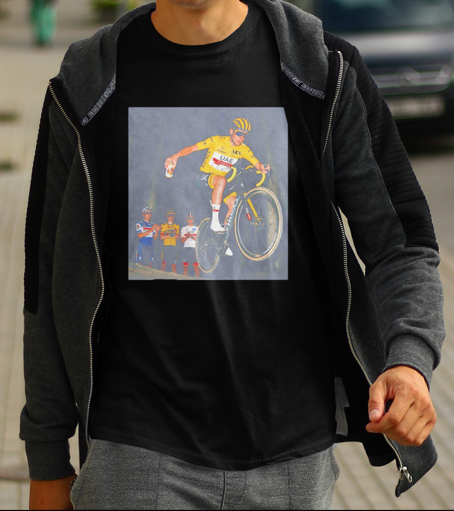 Tadej Pogačar UAE Emirates Cycling Team With Beer Can Stunt T-Shirt