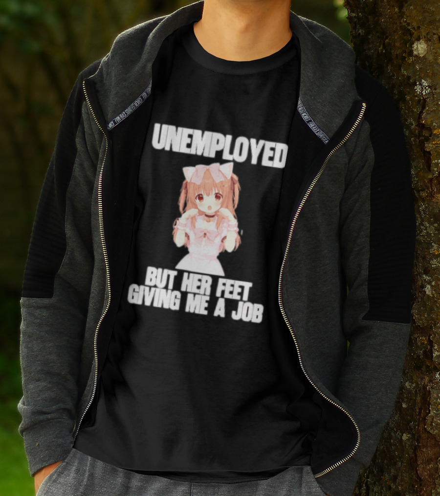 Unemployed But Her Feet Giving Me A Job Anime Kawaii Girl Pink Aesthetic T-Shirt