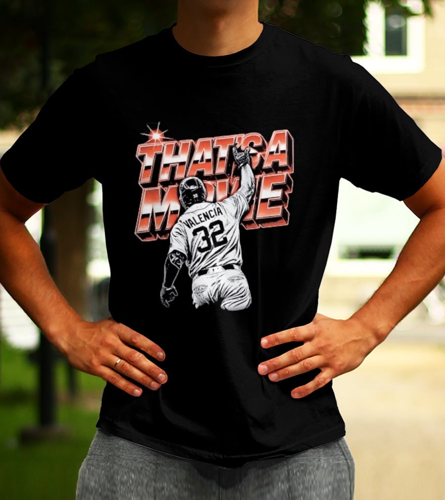 Valencia That's A Movie Baseball Iconic Pose 32 Pointing Skyward T-Shirt