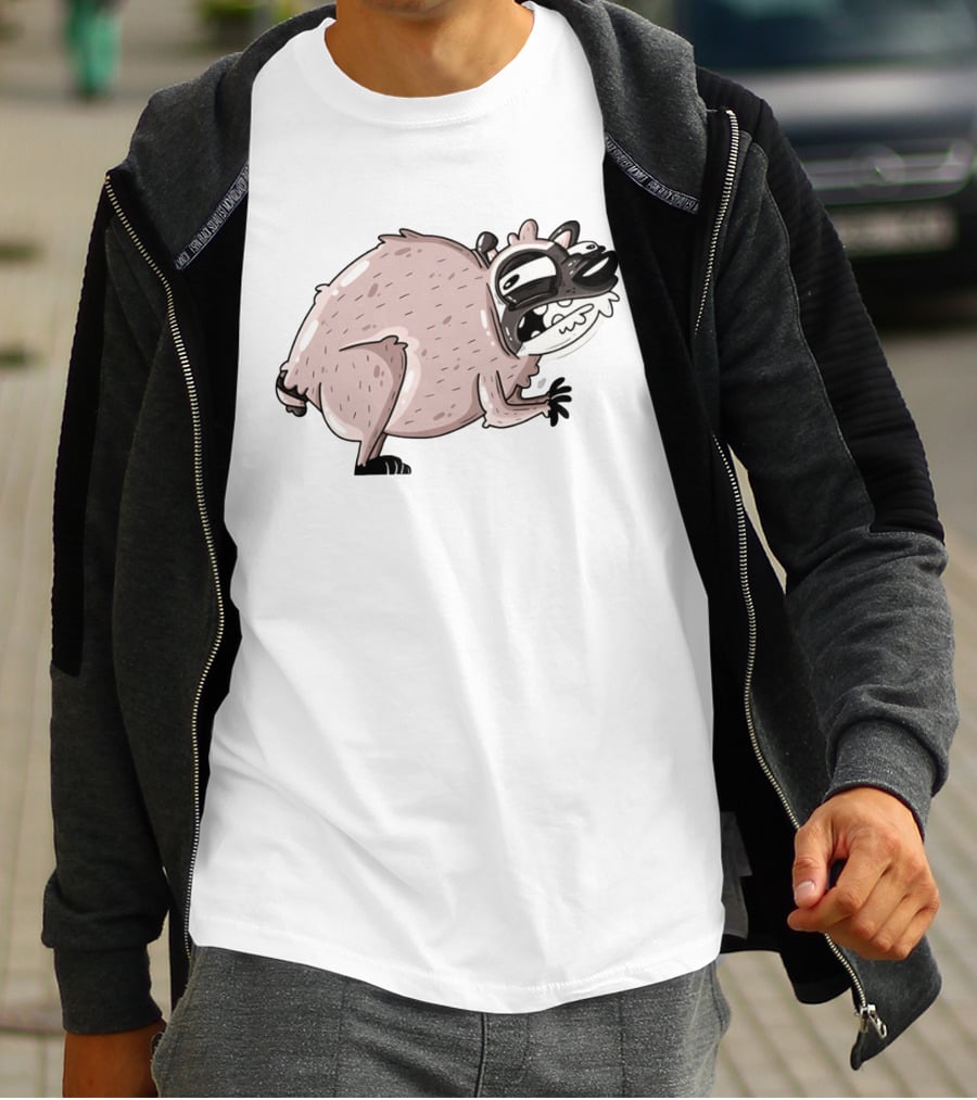 Jimothy Cartoon Raccoon Sticker T-Shirt