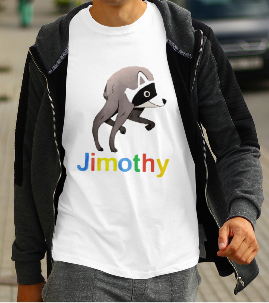 Jimothy The Raccoon Colorful Letters T-Shirt