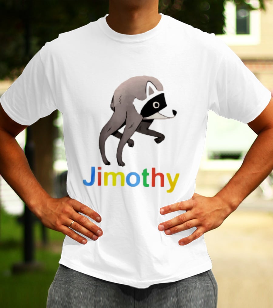 Jimothy The Raccoon Colorful Letters T-Shirt