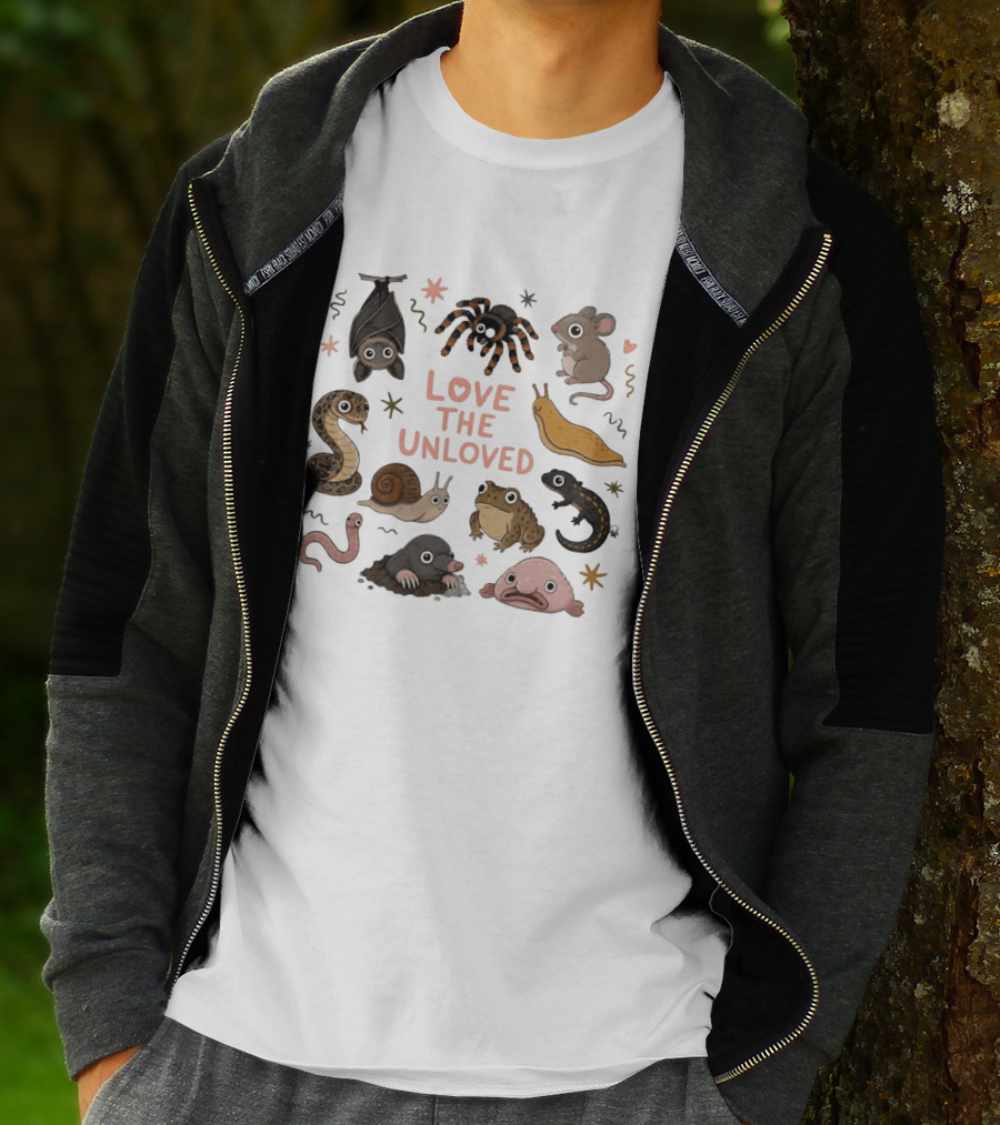 Love The Unloved Weird Animals Bat Spider Mouse Snake Snail Frog Blobfish Worm Salamander Slug T-Shirt