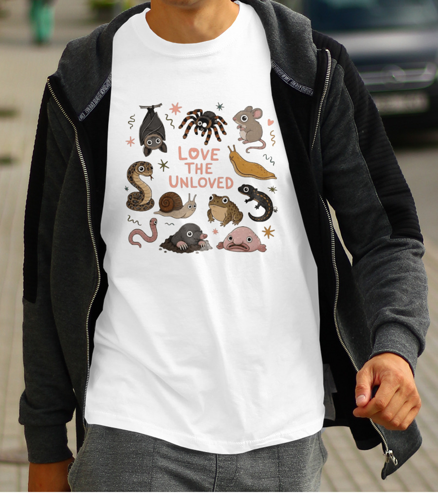Love The Unloved Weird Animals Bat Spider Mouse Snake Snail Frog Blobfish Worm Salamander Slug T-Shirt