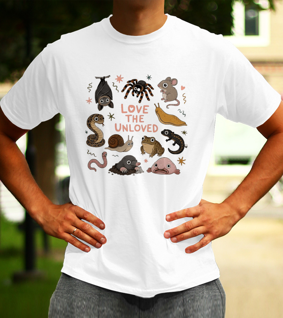 Love The Unloved Weird Animals Bat Spider Mouse Snake Snail Frog Blobfish Worm Salamander Slug T-Shirt