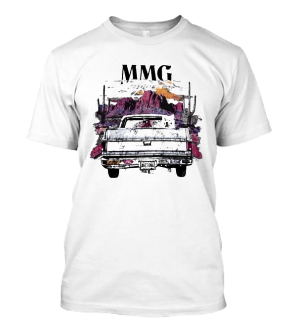 MMG Luna Vintage Car Desert Sunset Scene T-Shirt