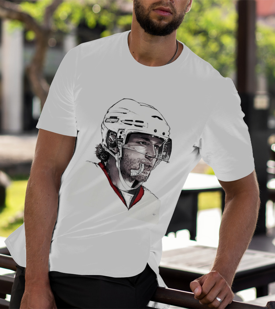 Patrick Kane Chicago Blackhawks 88 Hockey Helmet Sketch T-Shirt