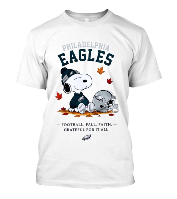 Philadelphia Eagles Snoopy Football Fall Faith Grateful For It All T-Shirt