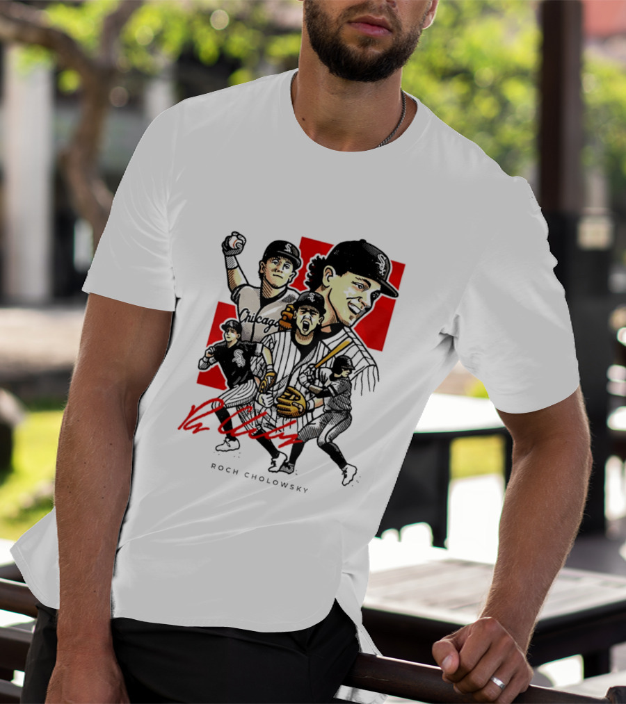Roch Cholowsky Chicago White Sox Player Artwork Collage T-Shirt