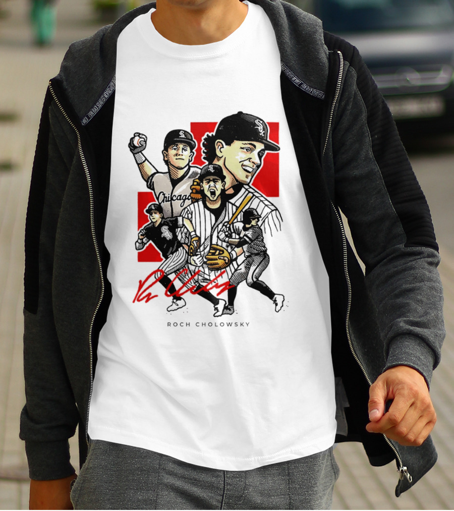 Roch Cholowsky Chicago White Sox Player Artwork Collage T-Shirt
