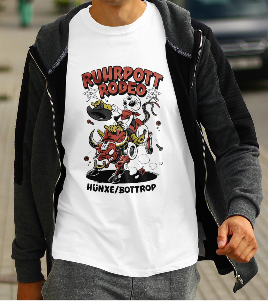 Ruhrpott Rodeo Hünxe Bottrop Alien Riding Mechanical Bull Festival T-Shirt