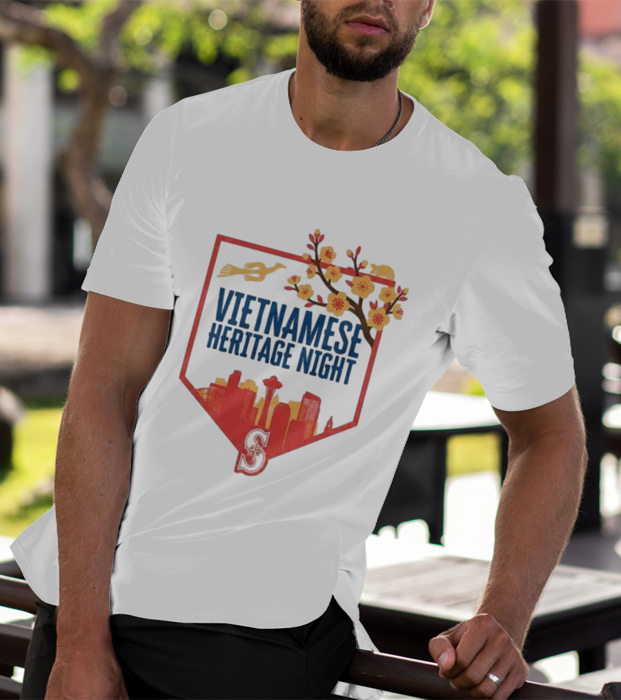 Seattle Mariners Vietnamese Heritage Night Blossom Skyline Celebration T-Shirt