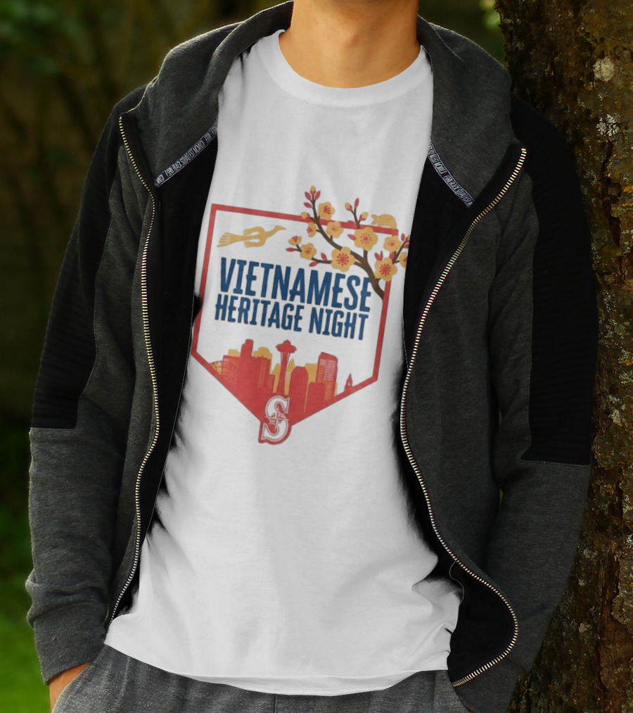 Seattle Mariners Vietnamese Heritage Night Blossom Skyline Celebration T-Shirt