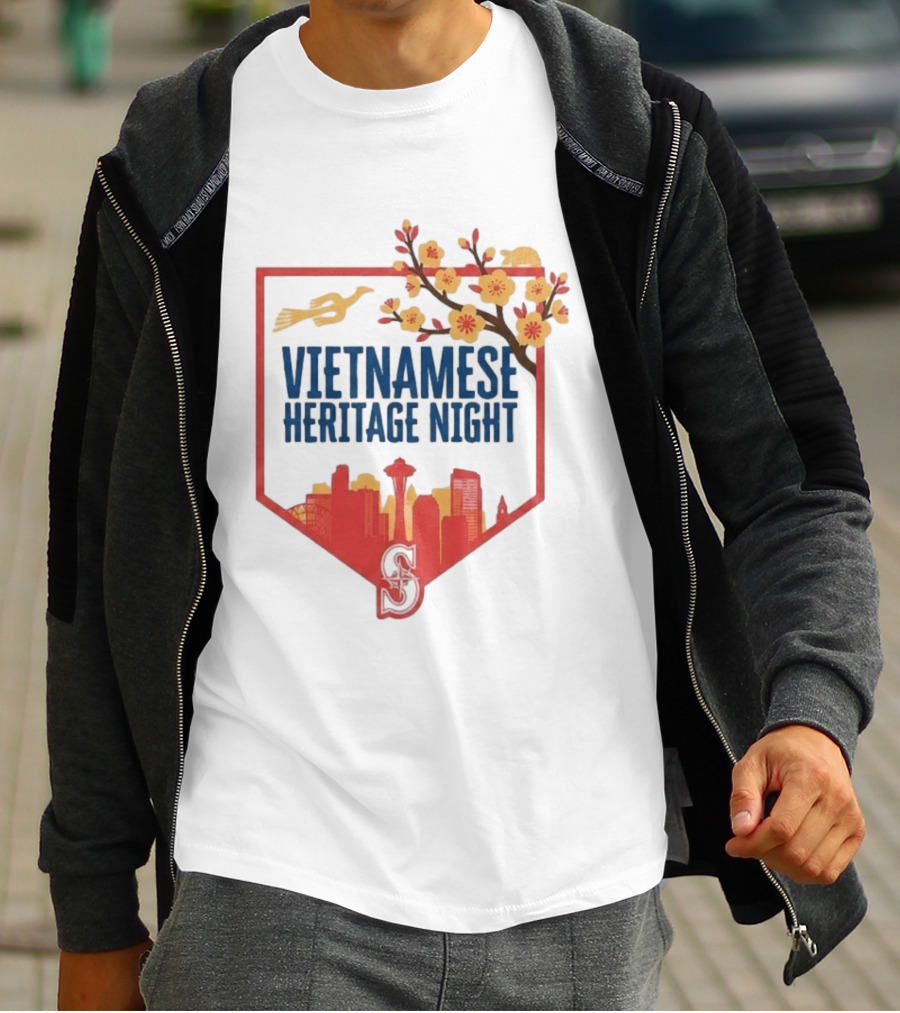 Seattle Mariners Vietnamese Heritage Night Blossom Skyline Celebration T-Shirt